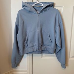 TNA Cozy Fleece Cropped Zip Up Hoodie